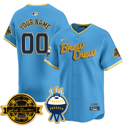 Custom Name/Number Milwaukee Brewers 2025 Limited Gold Jersey - Bob Uecker Patch - All Stitched