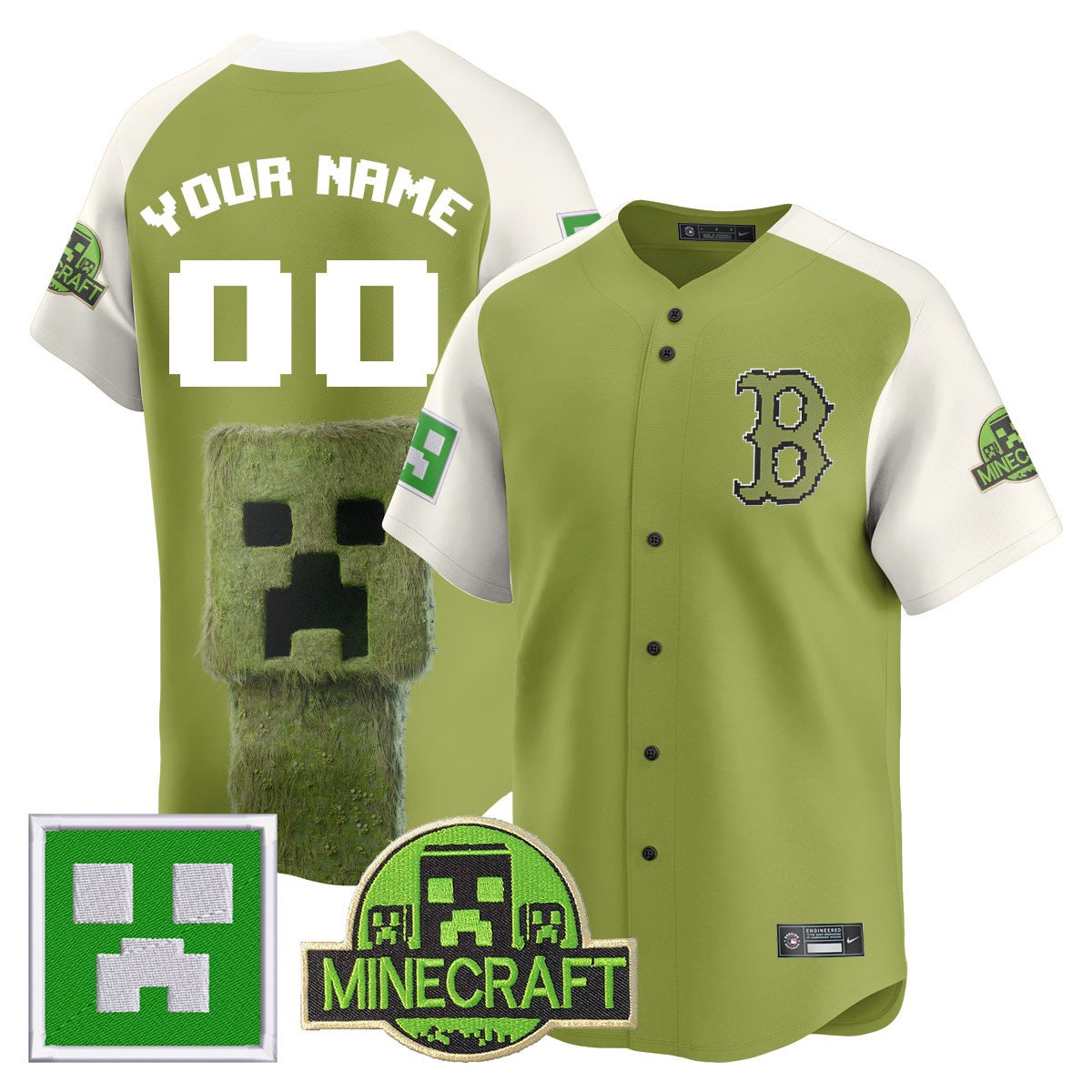 Custom Name/Number Boston Red Sox 2025 MINECRAFT Jersey - All Stitched