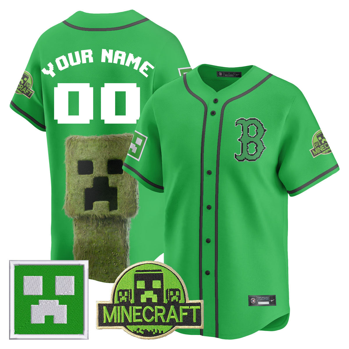 Custom Name/Number Boston Red Sox 2025 MINECRAFT Jersey - All Stitched