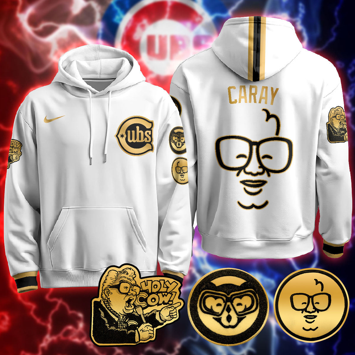 Chicago Cubs Limited Hoodie - Harry Caray "Holy Cow" Patch - All Stitched