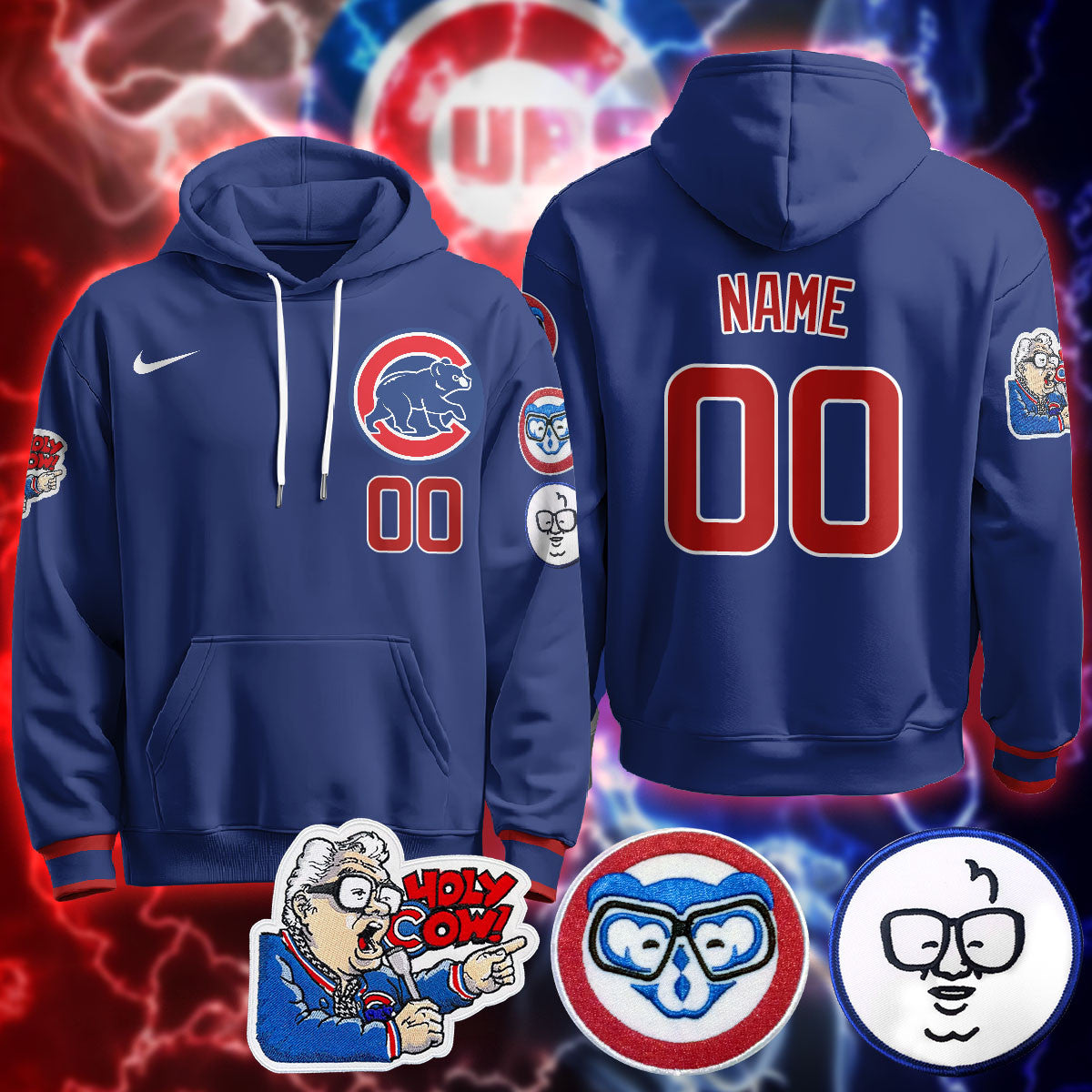 Chicago Cubs Limited Hoodie - Harry Caray "Holy Cow" Patch - All Stitched