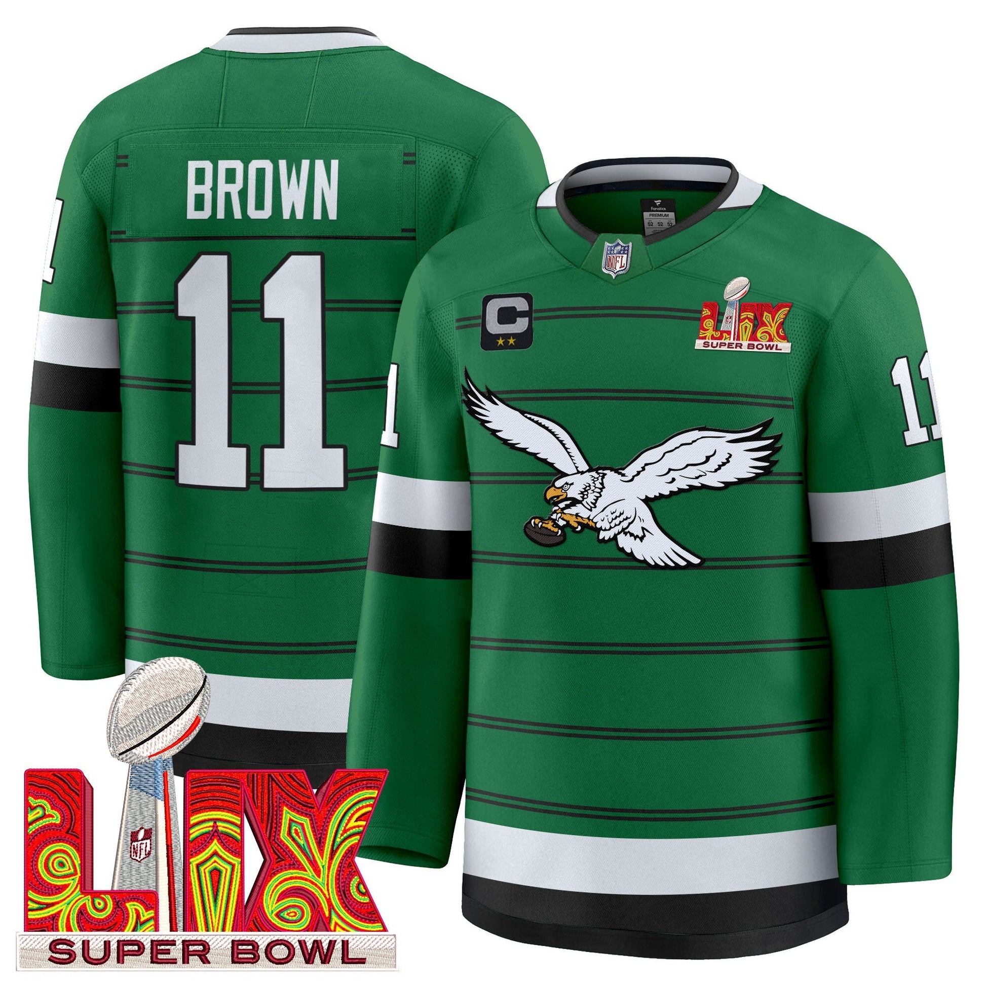 Eagles Kelly Green Hockey Premium Jersey - All Stitched