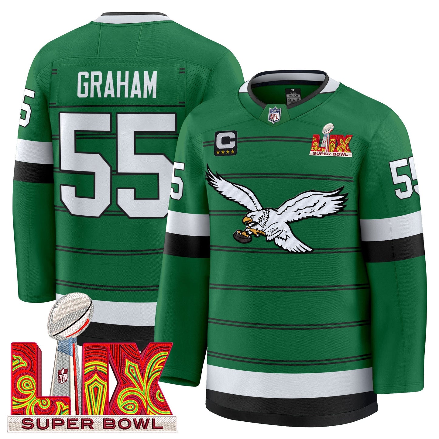 Eagles Kelly Green Hockey Premium Jersey - All Stitched