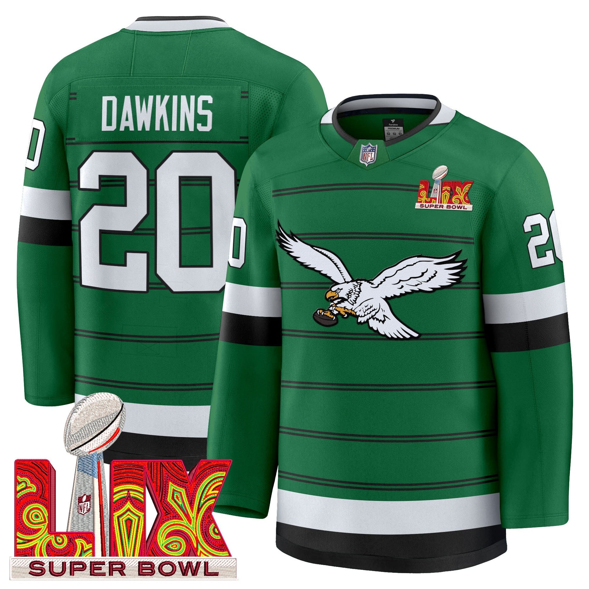 Eagles Kelly Green Hockey Premium Jersey - All Stitched