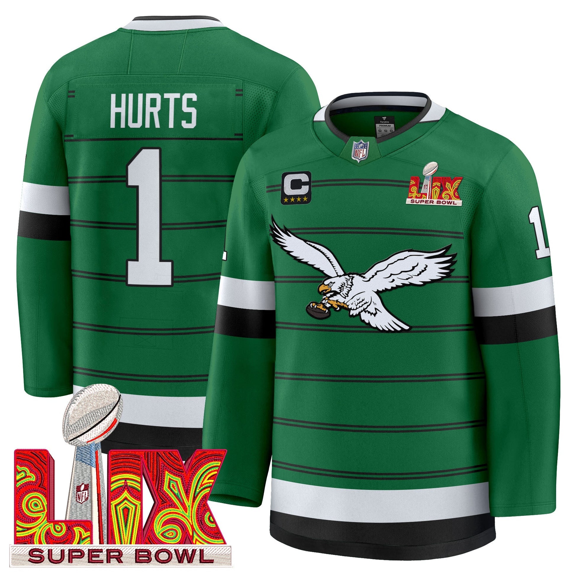 Eagles Kelly Green Hockey Premium Jersey - All Stitched
