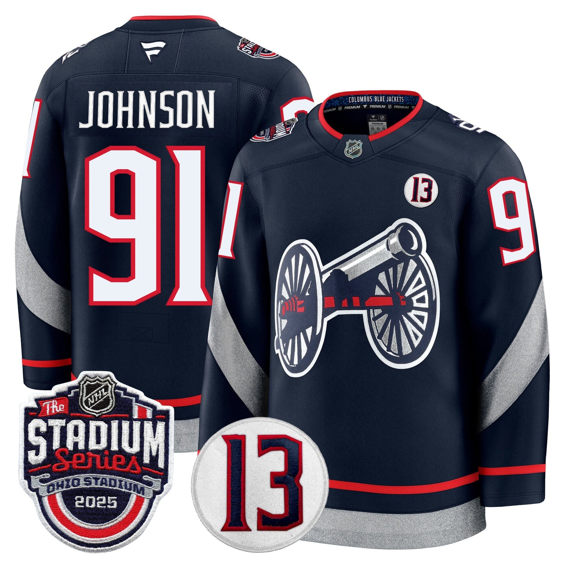 Men's Columbus Blue Jackets 2025 Stadium Series & #13 Johnny Gaudreau Patch Premium Jersey - All Stitched