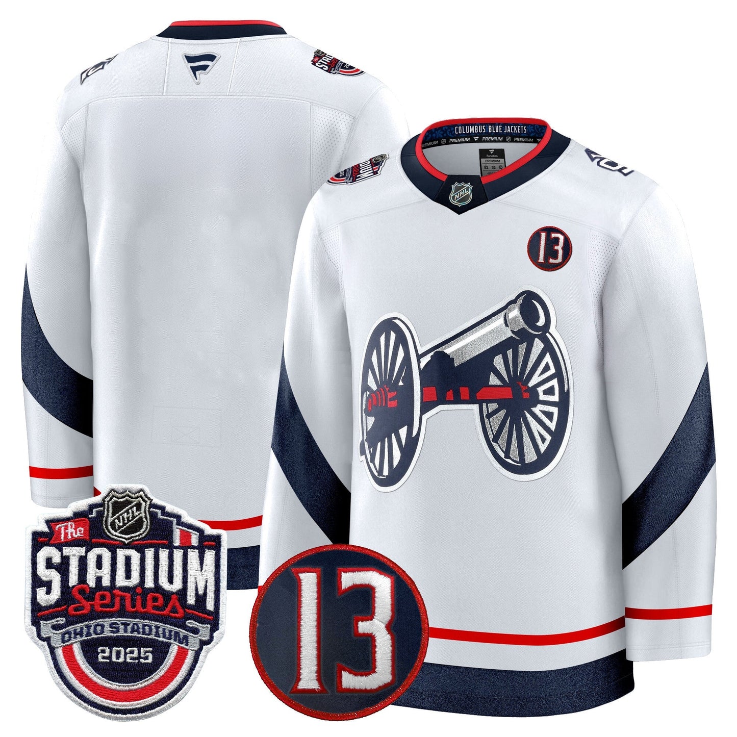 Men's Columbus Blue Jackets 2025 Stadium Series & #13 Johnny Gaudreau Patch Premium Jersey - All Stitched
