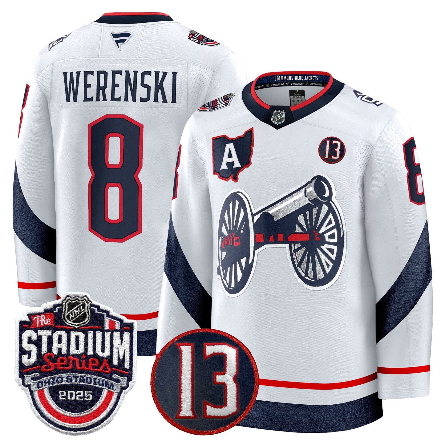 Men's Columbus Blue Jackets 2025 Stadium Series & #13 Johnny Gaudreau Patch Premium Jersey - All Stitched