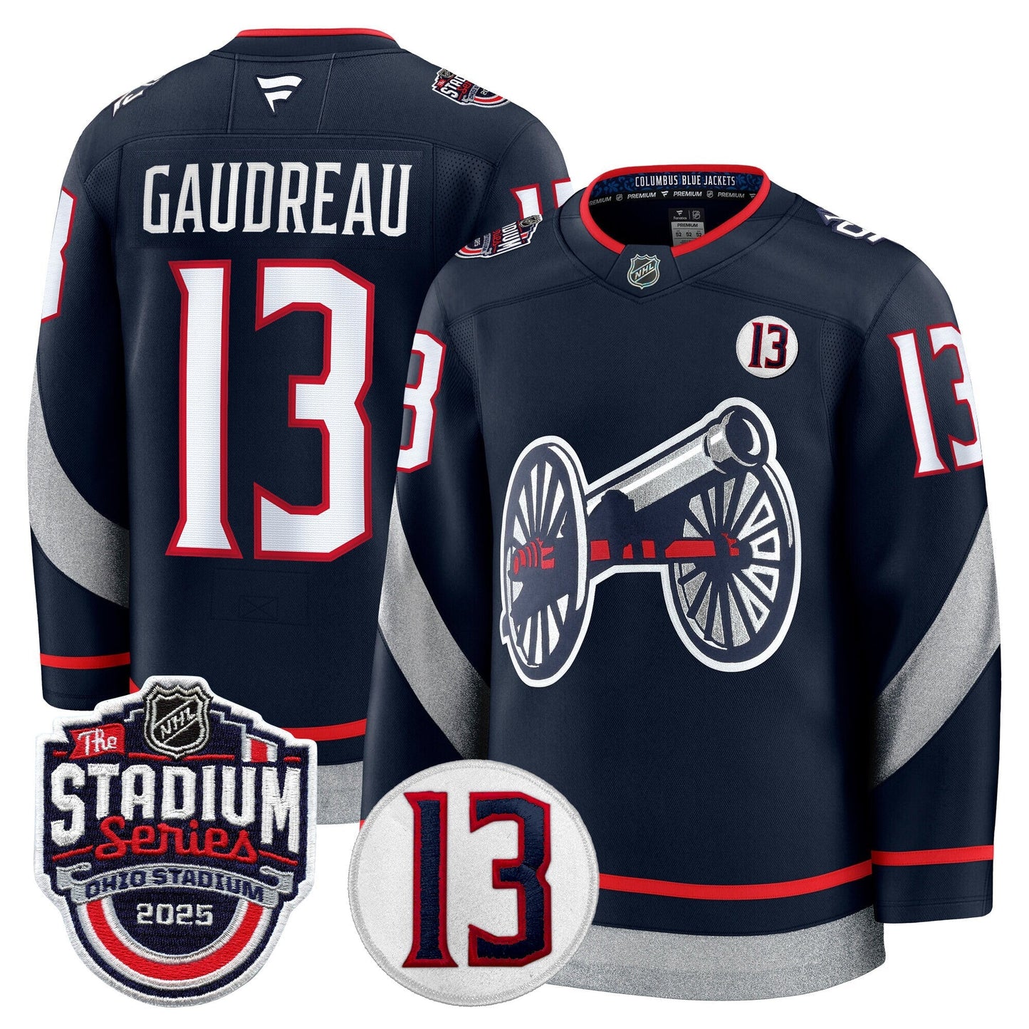 Men's Columbus Blue Jackets 2025 Stadium Series & #13 Johnny Gaudreau Patch Premium Jersey - All Stitched