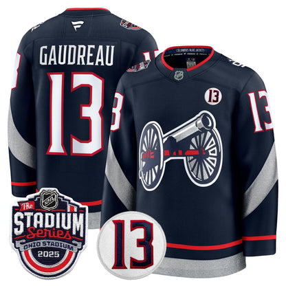 Men's Columbus Blue Jackets 2025 Stadium Series & #13 Johnny Gaudreau Patch Premium Jersey - All Stitched