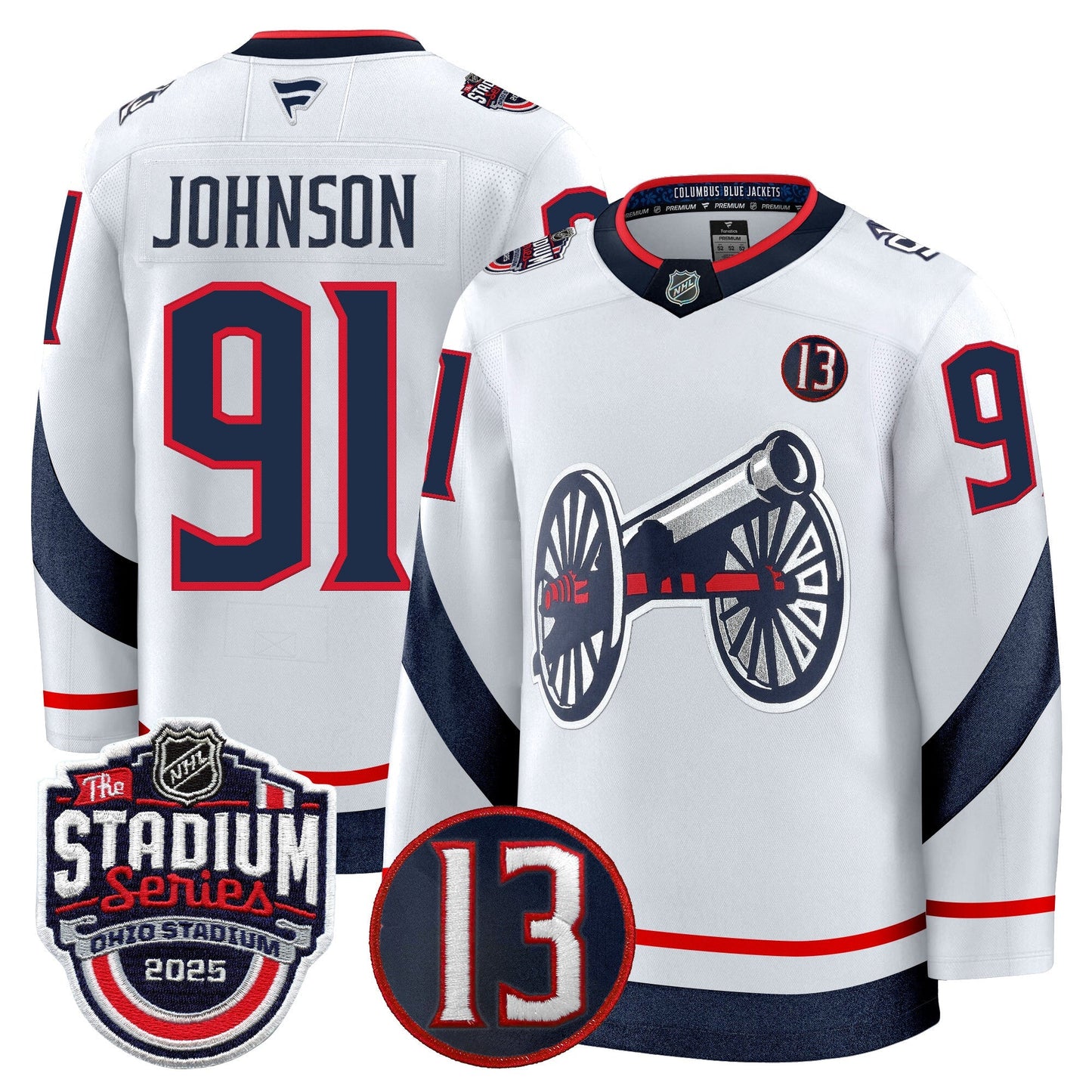 Men's Columbus Blue Jackets 2025 Stadium Series & #13 Johnny Gaudreau Patch Premium Jersey - All Stitched