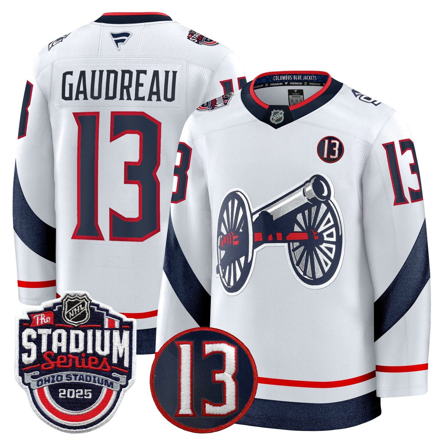 Men's Columbus Blue Jackets 2025 Stadium Series & #13 Johnny Gaudreau Patch Premium Jersey - All Stitched