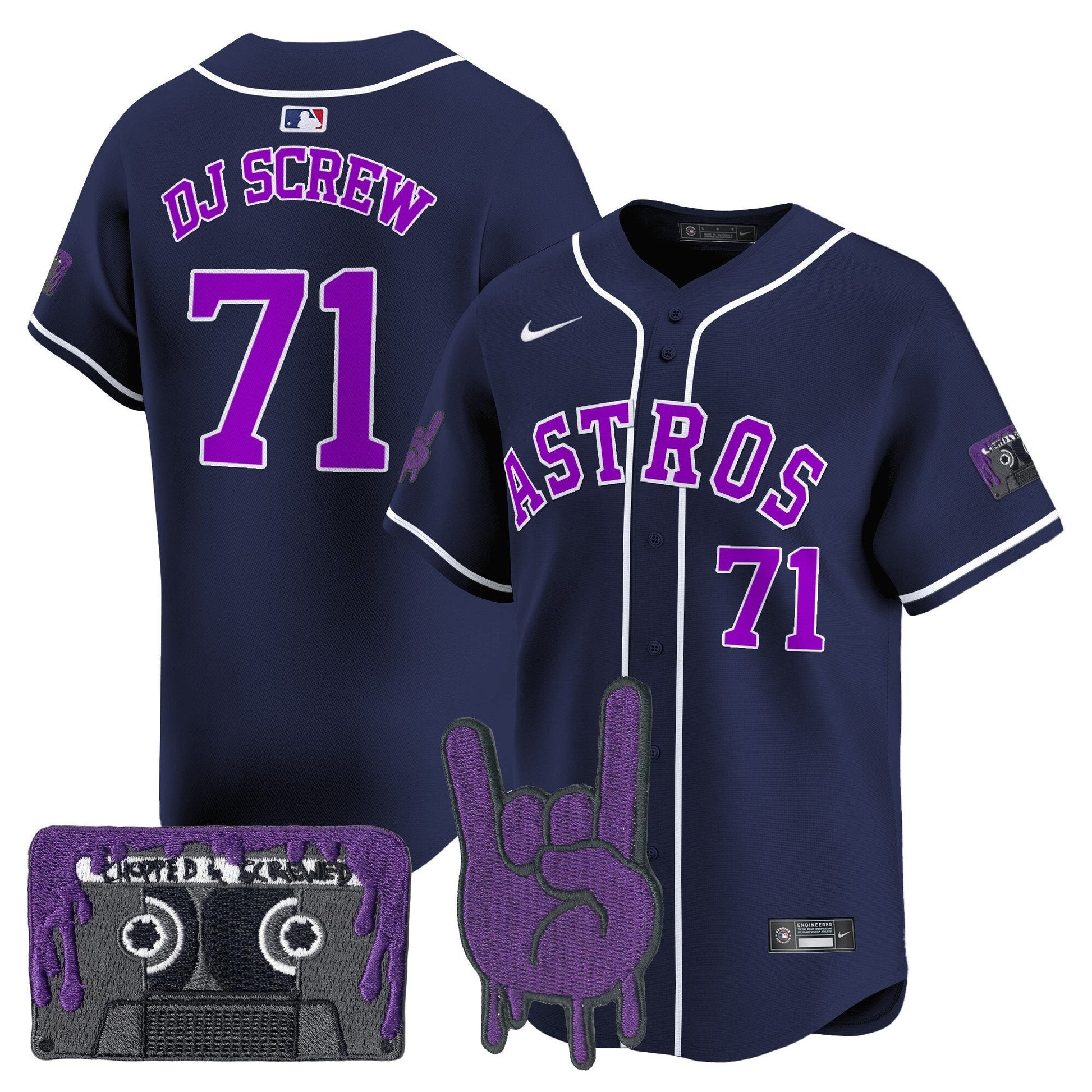 Men's Houston Astros DJ Screw Patch Vapor Premier Limited Jersey - All Stitched