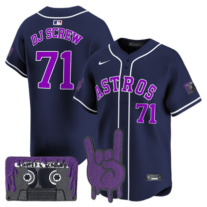Men's Houston Astros DJ Screw Patch Vapor Premier Limited Jersey - All Stitched