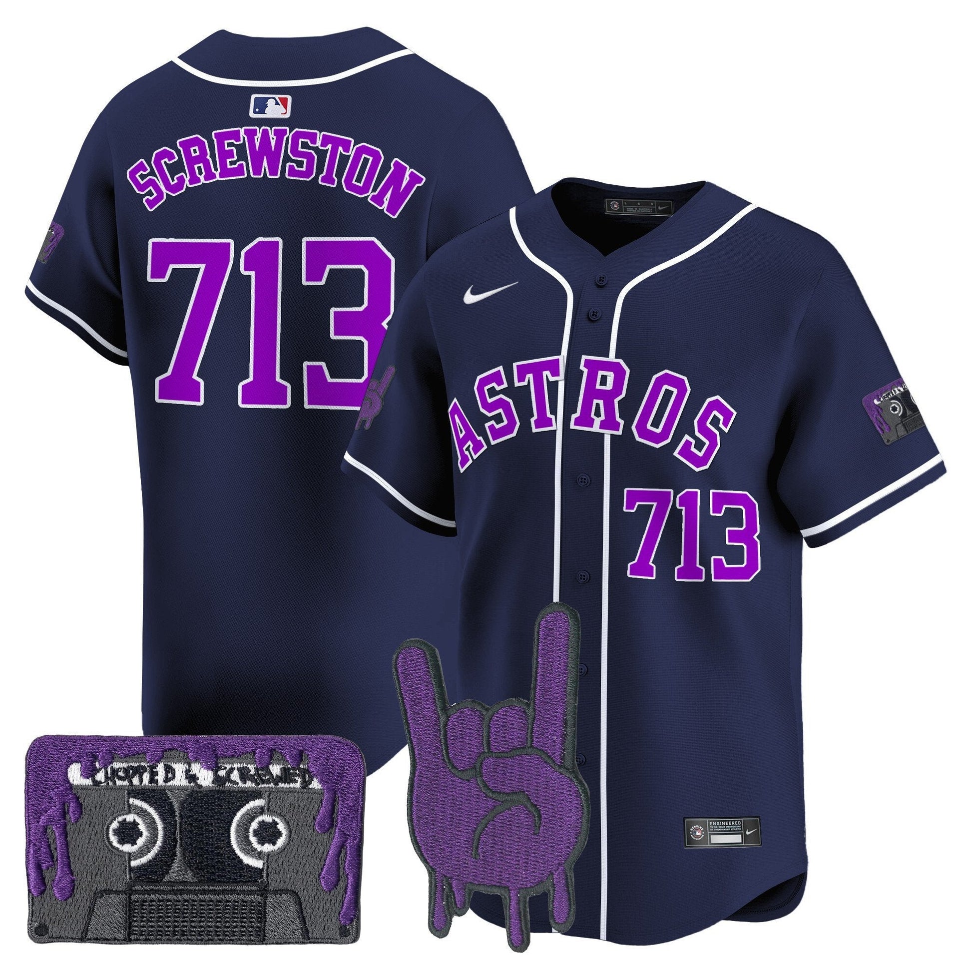 Men's Houston Astros DJ Screw Patch Vapor Premier Limited Jersey - All Stitched