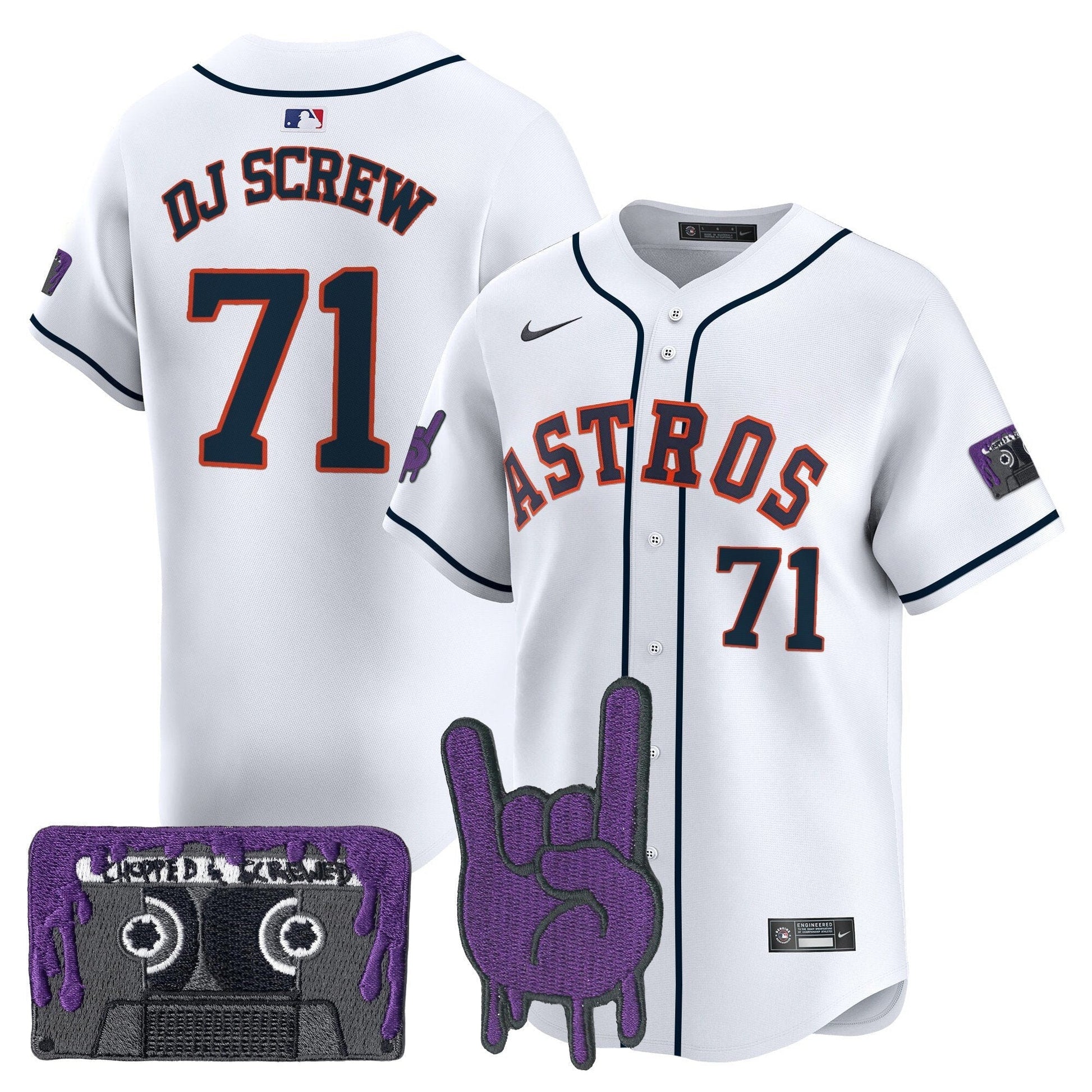 Men's Houston Astros DJ Screw Patch Vapor Premier Limited Jersey - All Stitched