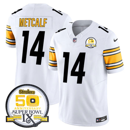 Men's Steelers 50th Anniversary Of Super Bowl IX Patch Vapor Limited Jersey - All Stitched