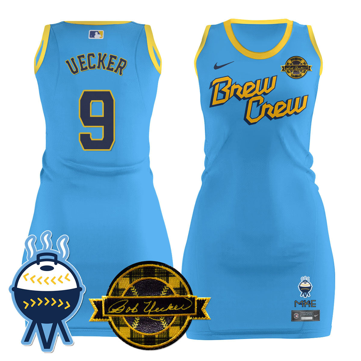 Milwaukee Brewers Limited Jersey Dress - Bob Uecker Patch - All Stitched