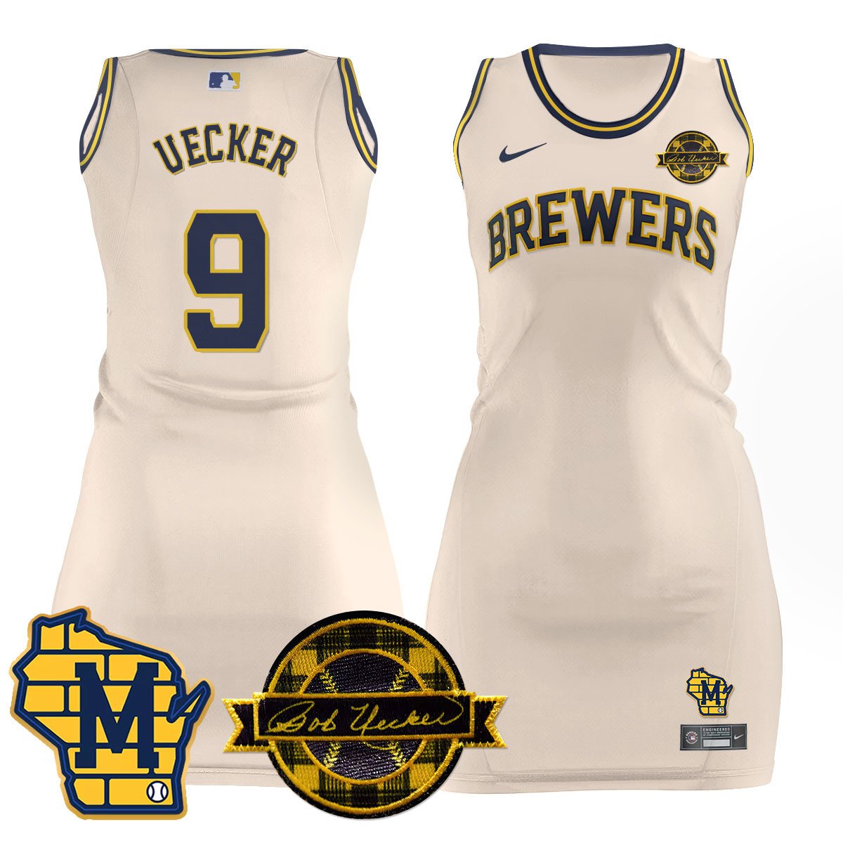 Milwaukee Brewers Limited Jersey Dress - Bob Uecker Patch - All Stitched