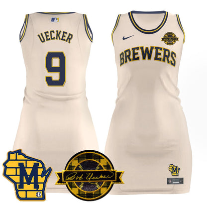 Milwaukee Brewers Limited Jersey Dress - Bob Uecker Patch - All Stitched