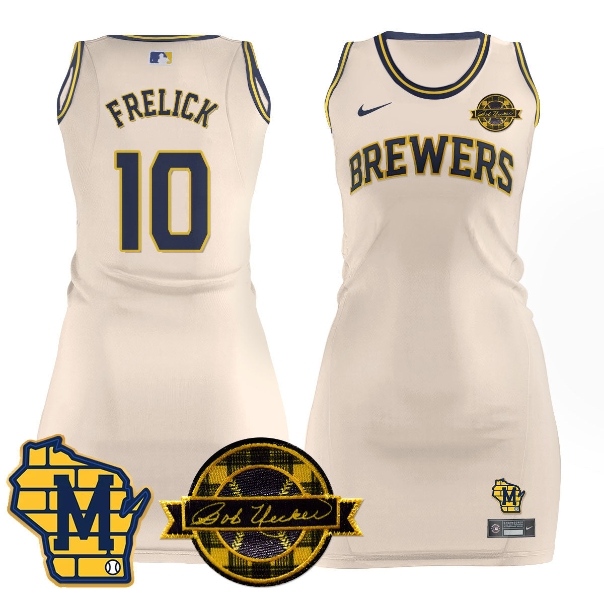 Milwaukee Brewers Limited Jersey Dress - Bob Uecker Patch - All Stitched