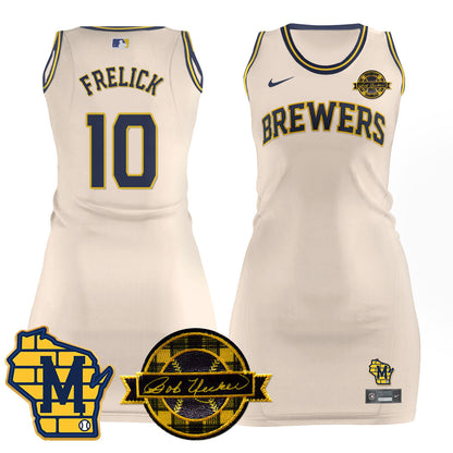 Milwaukee Brewers Limited Jersey Dress - Bob Uecker Patch - All Stitched