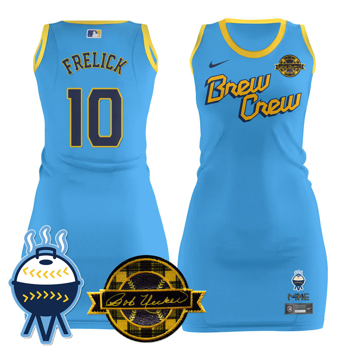 Milwaukee Brewers Limited Jersey Dress - Bob Uecker Patch - All Stitched