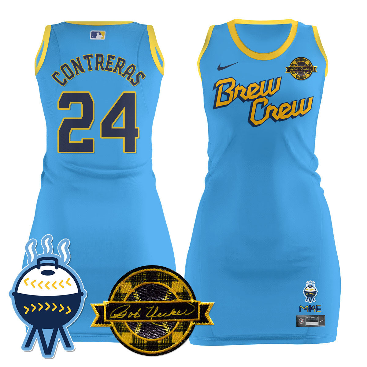 Milwaukee Brewers Limited Jersey Dress - Bob Uecker Patch - All Stitched