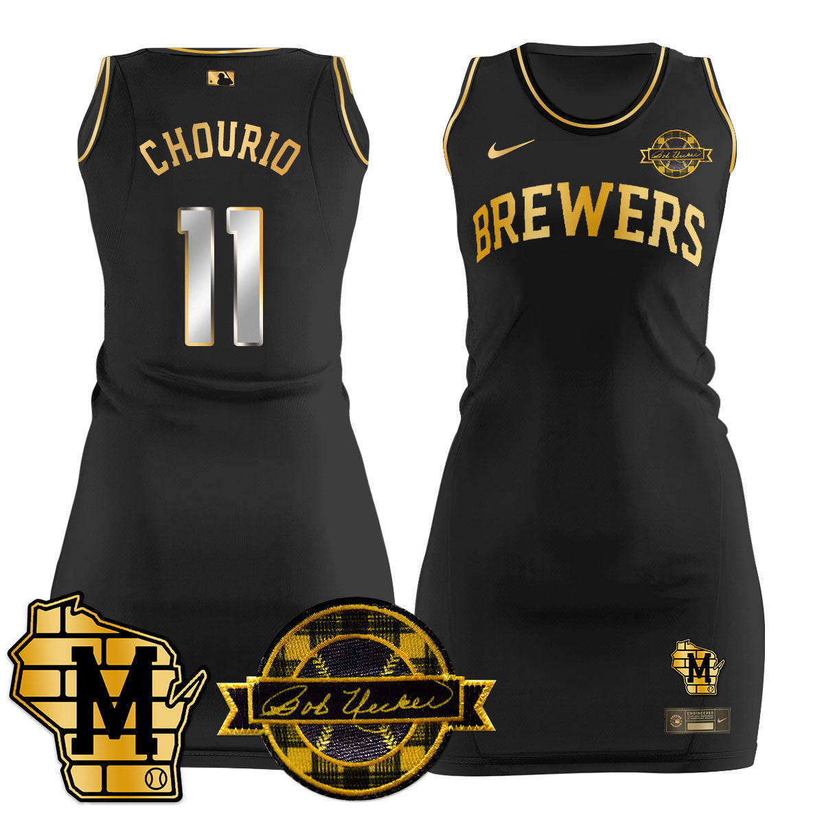 Milwaukee Brewers Limited Jersey Dress - Bob Uecker Patch - All Stitched