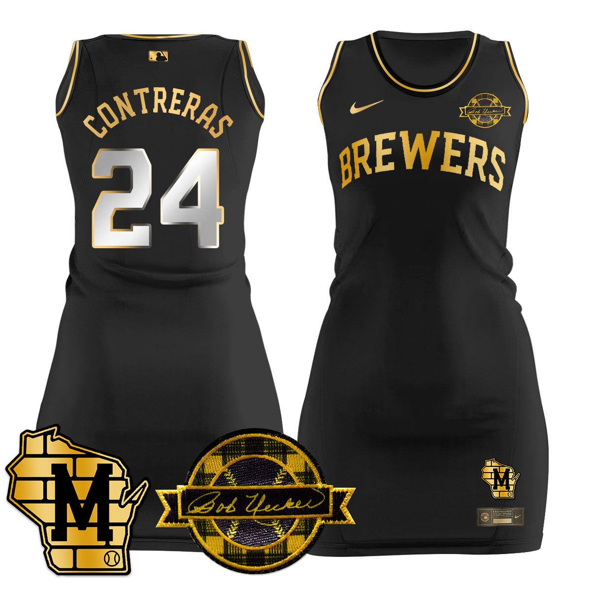 Milwaukee Brewers Limited Jersey Dress - Bob Uecker Patch - All Stitched