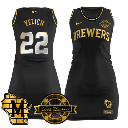 Milwaukee Brewers Limited Jersey Dress - Bob Uecker Patch - All Stitched