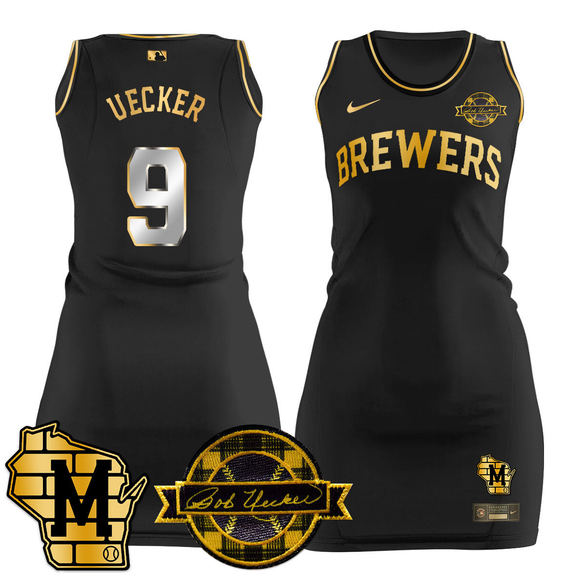 Milwaukee Brewers Limited Jersey Dress - Bob Uecker Patch - All Stitched