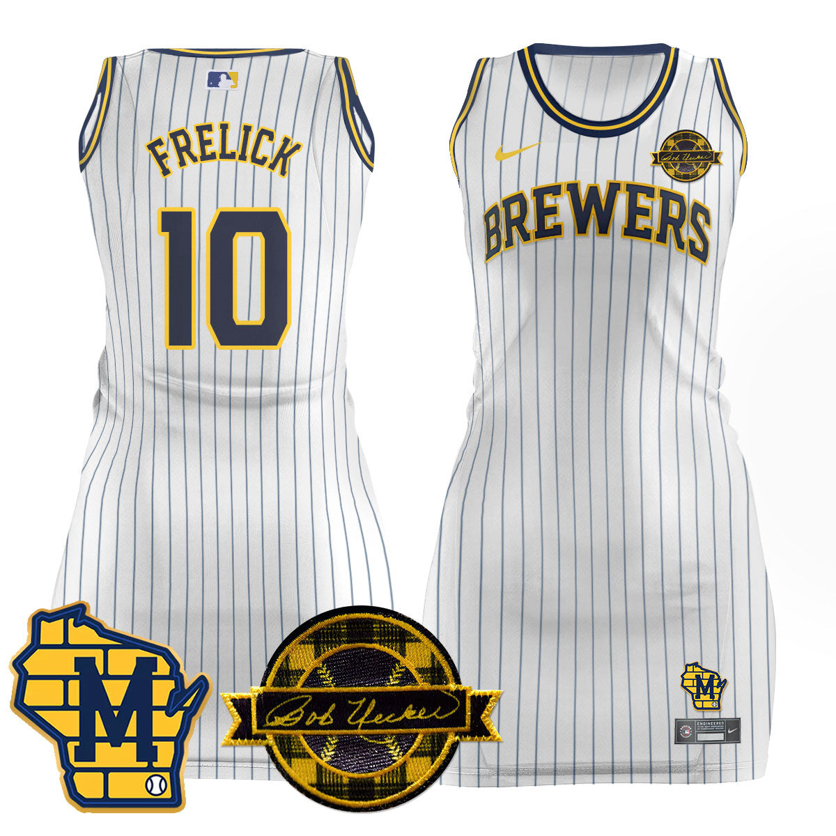 Milwaukee Brewers Limited Jersey Dress - Bob Uecker Patch - All Stitched