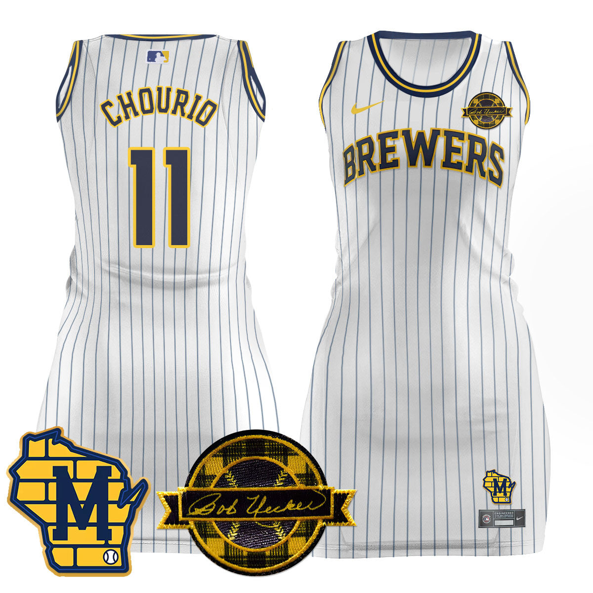 Milwaukee Brewers Limited Jersey Dress - Bob Uecker Patch - All Stitched
