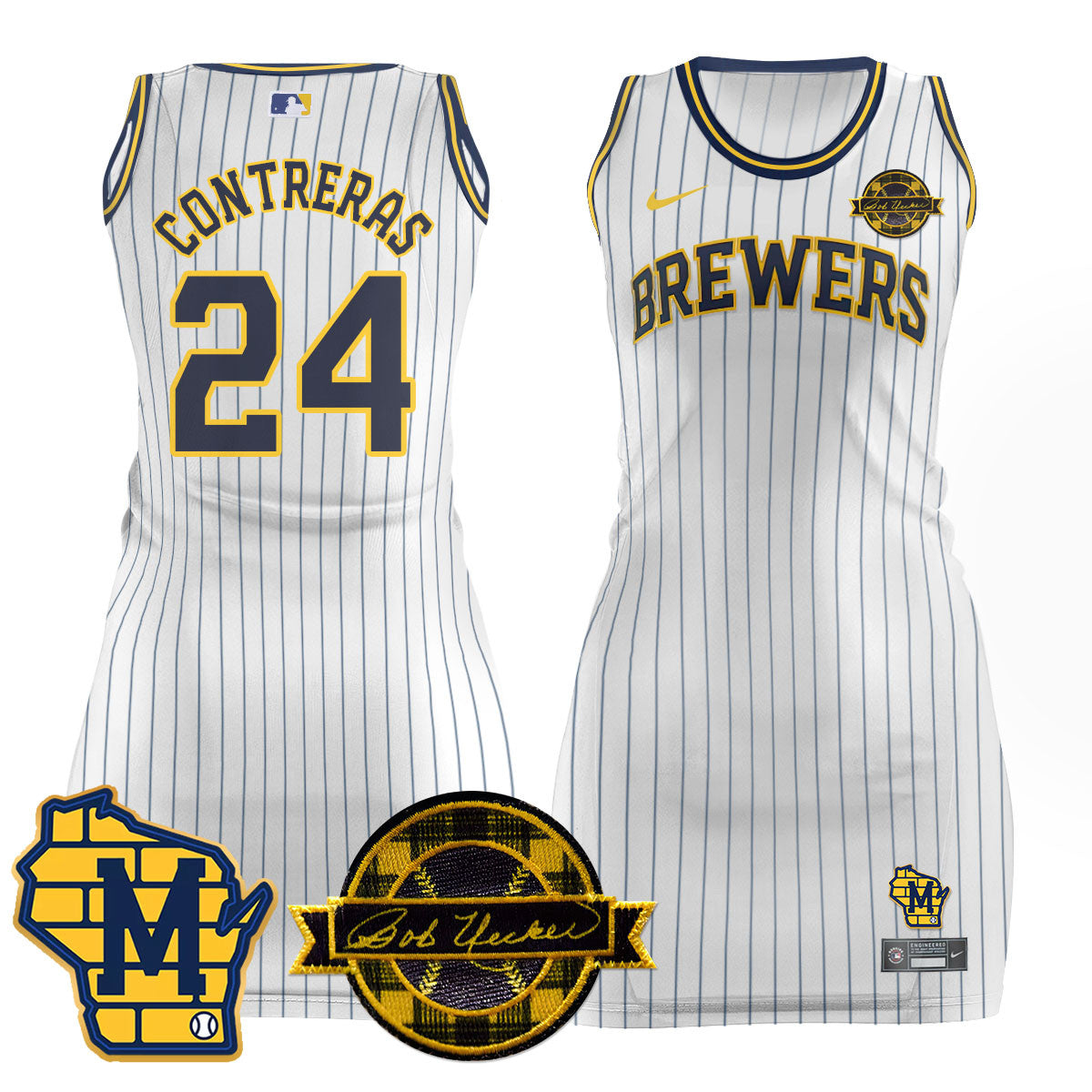 Milwaukee Brewers Limited Jersey Dress - Bob Uecker Patch - All Stitched
