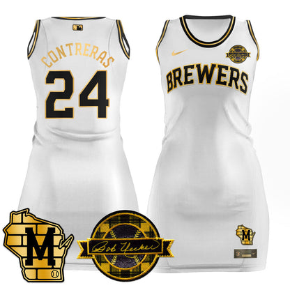 Milwaukee Brewers Limited Jersey Dress - Bob Uecker Patch - All Stitched