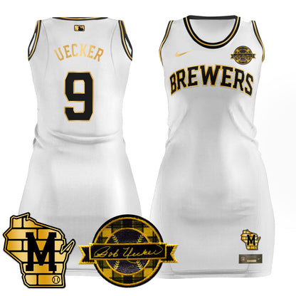 Milwaukee Brewers Limited Jersey Dress - Bob Uecker Patch - All Stitched