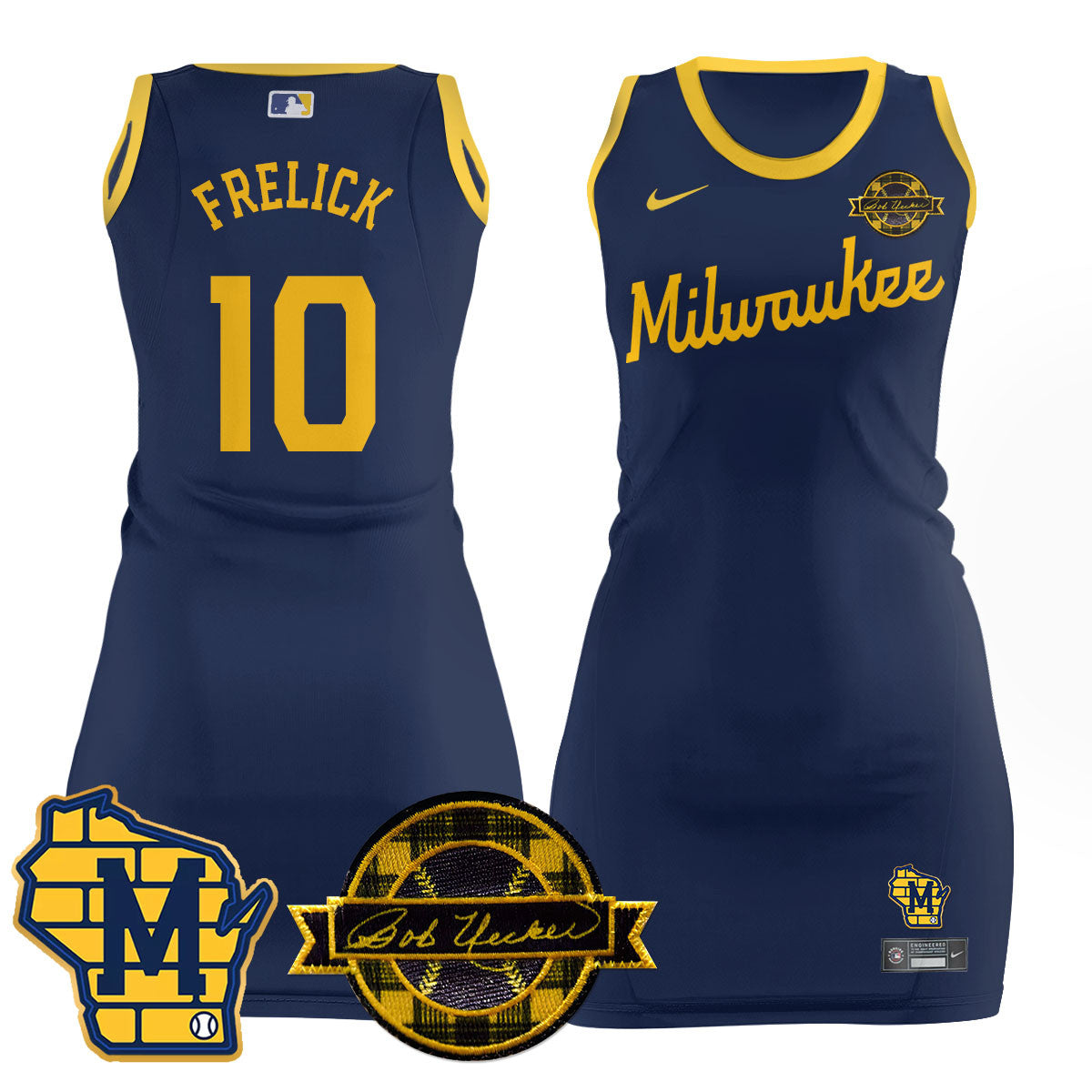 Milwaukee Brewers Limited Jersey Dress - Bob Uecker Patch - All Stitched