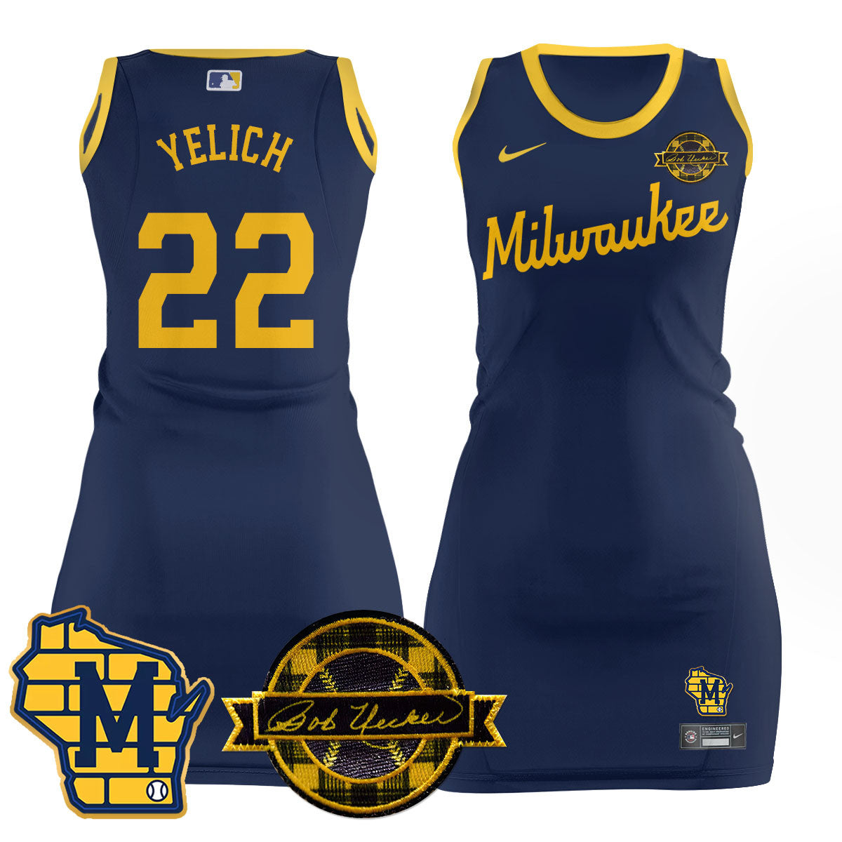 Milwaukee Brewers Limited Jersey Dress - Bob Uecker Patch - All Stitched