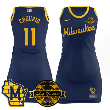 Milwaukee Brewers Limited Jersey Dress - Bob Uecker Patch - All Stitched