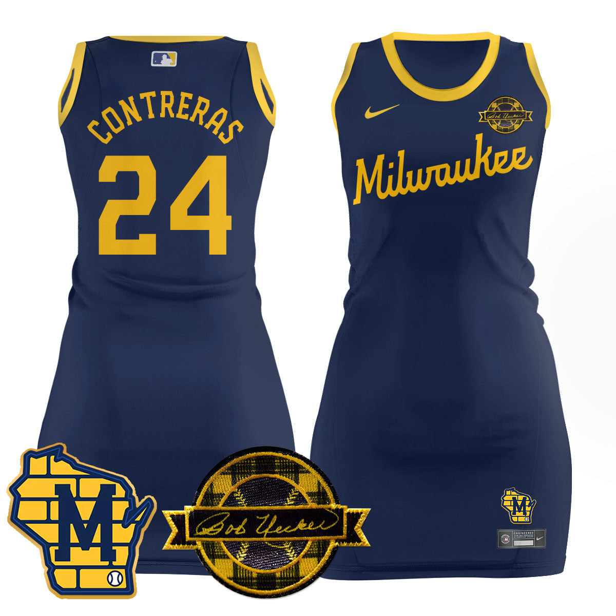 Milwaukee Brewers Limited Jersey Dress - Bob Uecker Patch - All Stitched