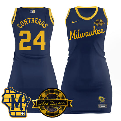Milwaukee Brewers Limited Jersey Dress - Bob Uecker Patch - All Stitched