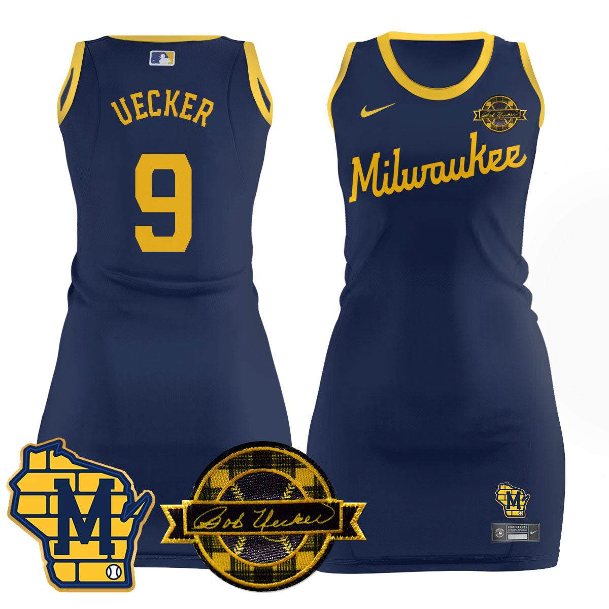 Milwaukee Brewers Limited Jersey Dress - Bob Uecker Patch - All Stitched