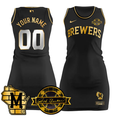Custom Name/Number Milwaukee Brewers Limited Jersey Dress - Bob Uecker Patch - All Stitched