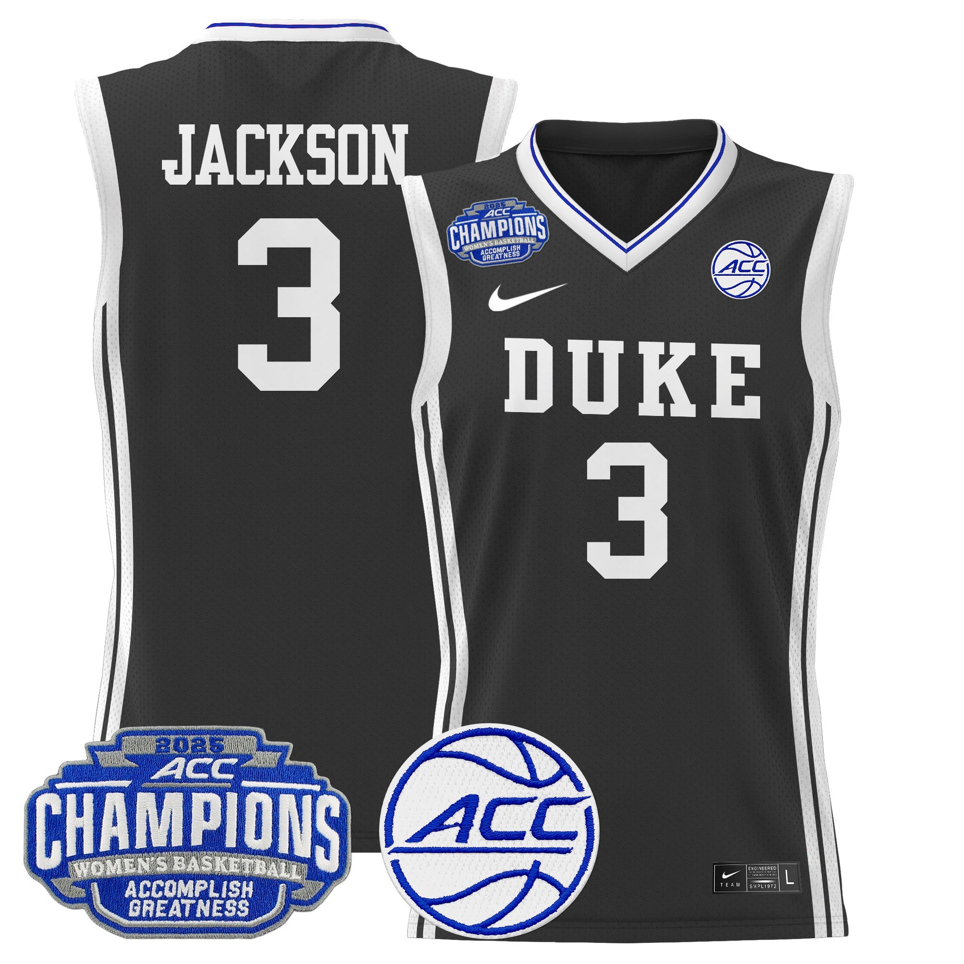 Men's Size - Duke Blue Devils 2025 ACC Women's Conference Tournament Champions Lightweight Basketball Jersey - All Stitched