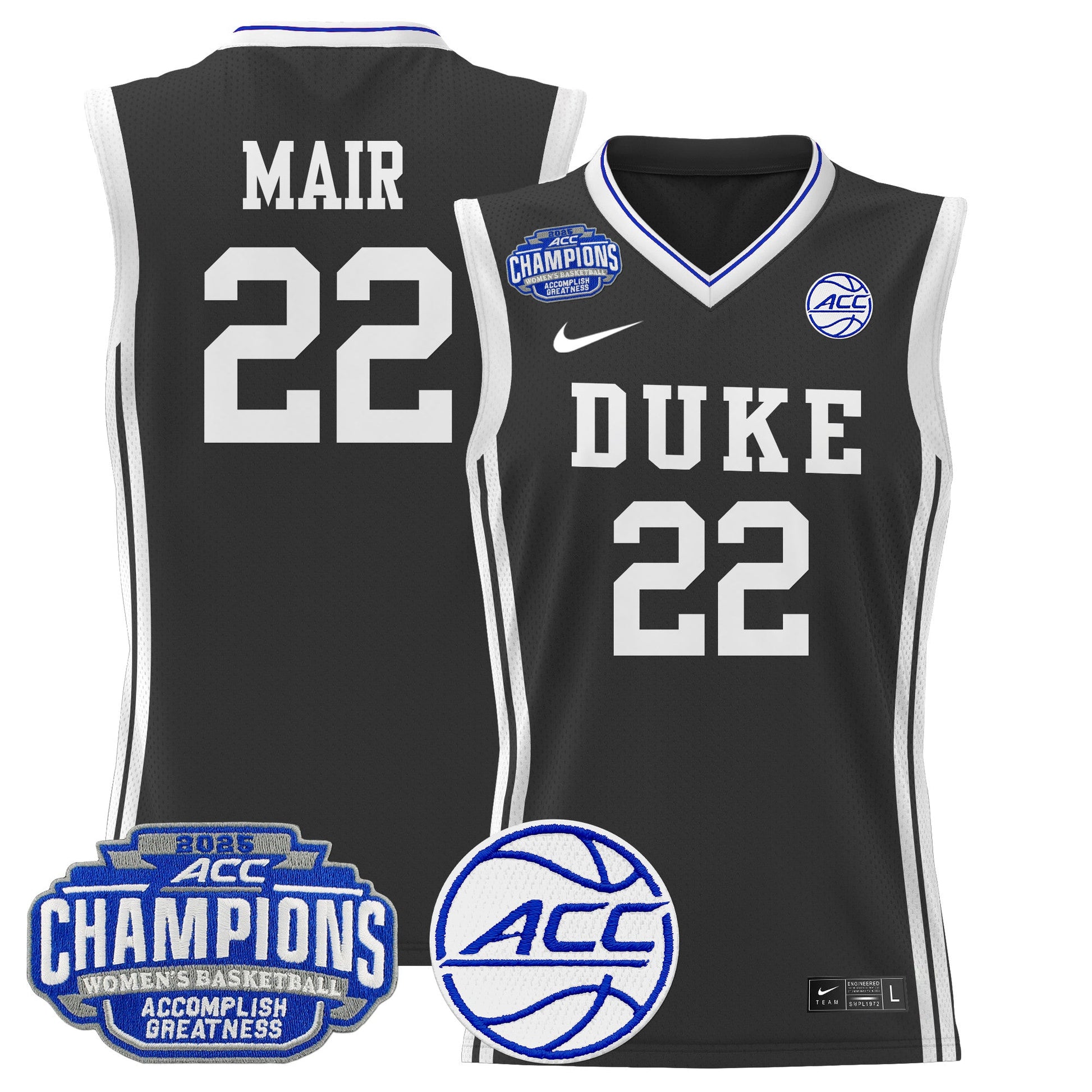 Men's Size - Duke Blue Devils 2025 ACC Women's Conference Tournament Champions Lightweight Basketball Jersey - All Stitched