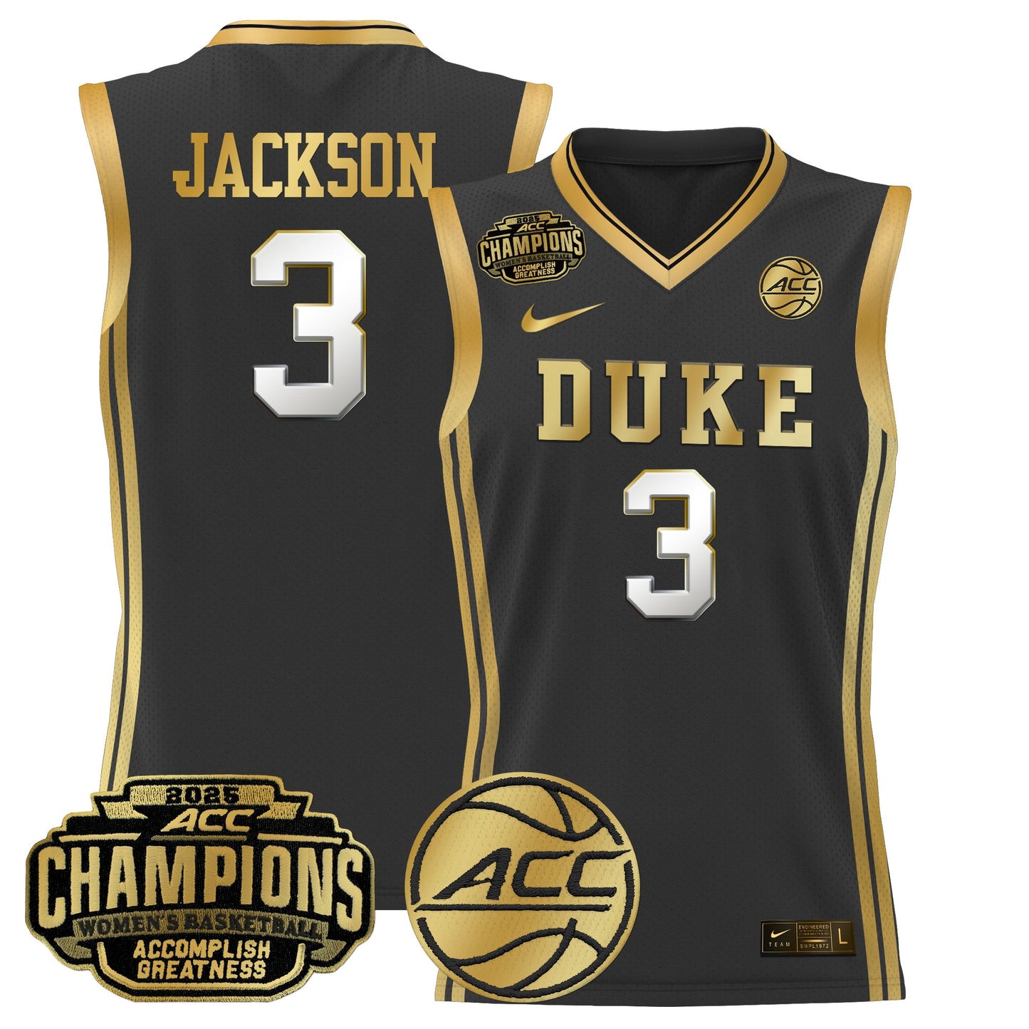 Men's Size - Duke Blue Devils 2025 ACC Women's Conference Tournament Champions Lightweight Basketball Jersey - All Stitched