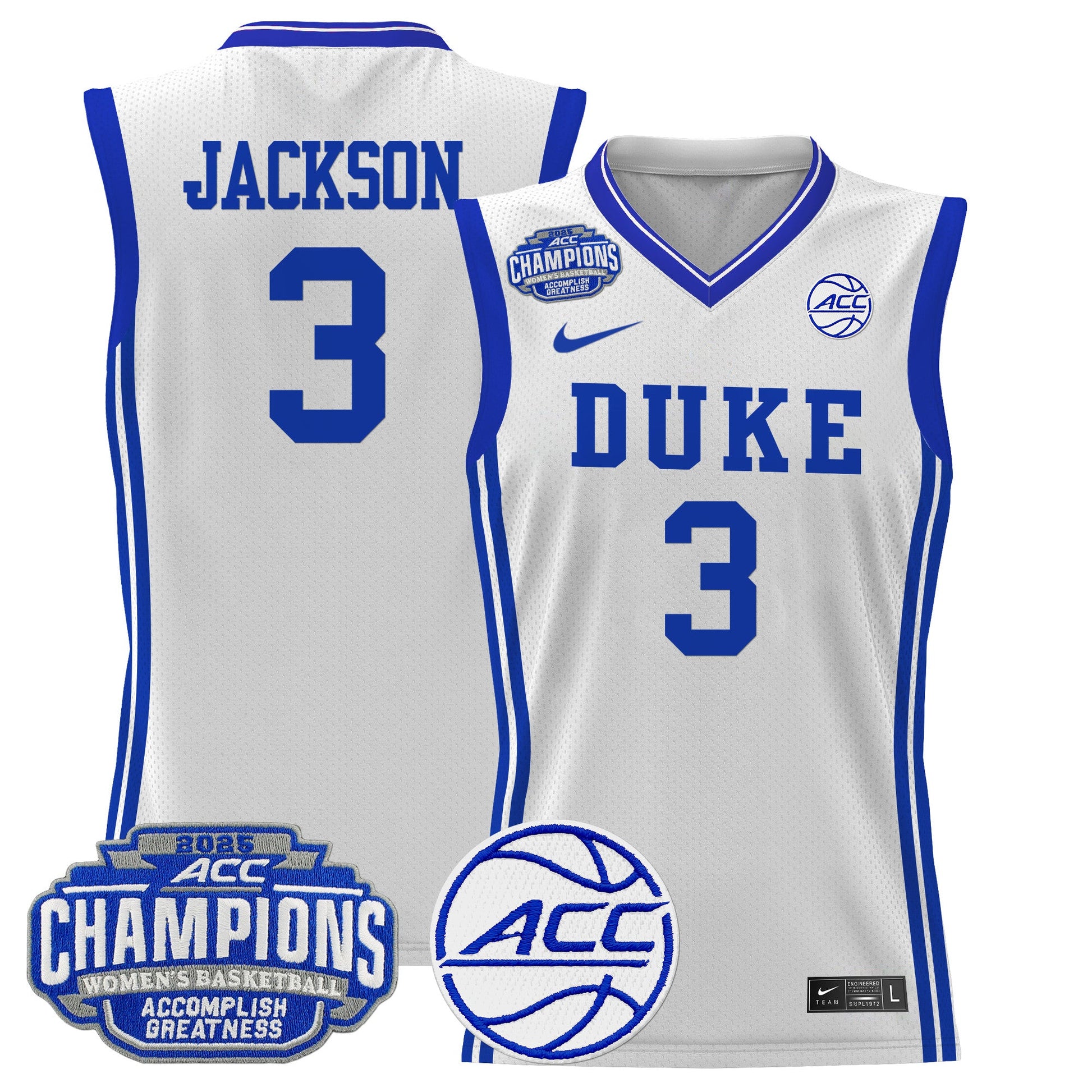 Men's Size - Duke Blue Devils 2025 ACC Women's Conference Tournament Champions Lightweight Basketball Jersey - All Stitched