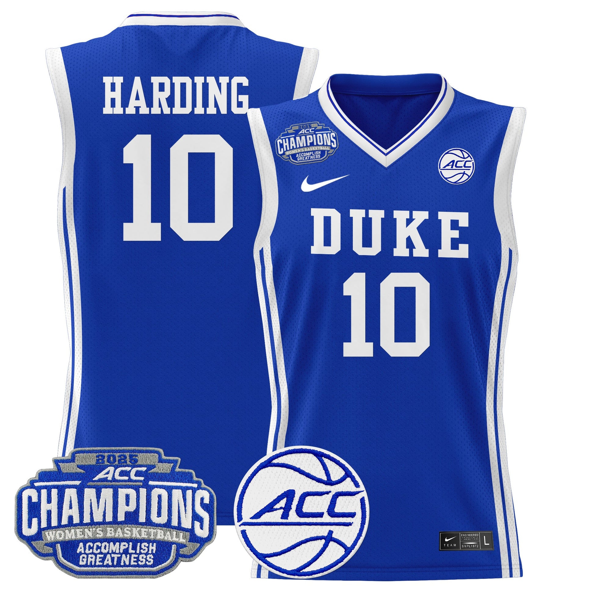 Men's Size - Duke Blue Devils 2025 ACC Women's Conference Tournament Champions Lightweight Basketball Jersey - All Stitched