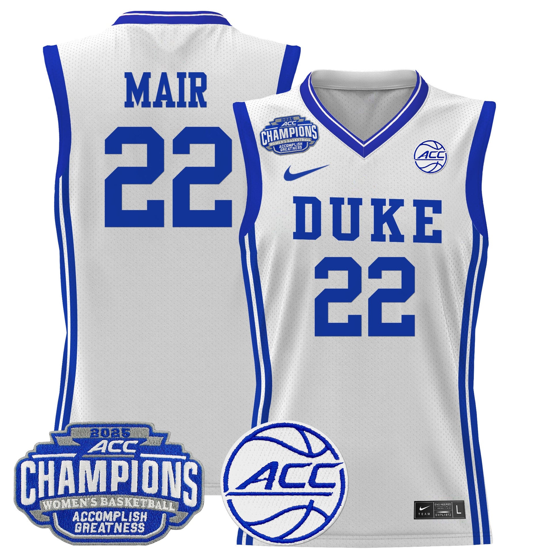 Men's Size - Duke Blue Devils 2025 ACC Women's Conference Tournament Champions Lightweight Basketball Jersey - All Stitched